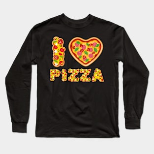 I Love Pizza valentines Day Heart Pepperoni Funny Long Sleeve T-Shirt